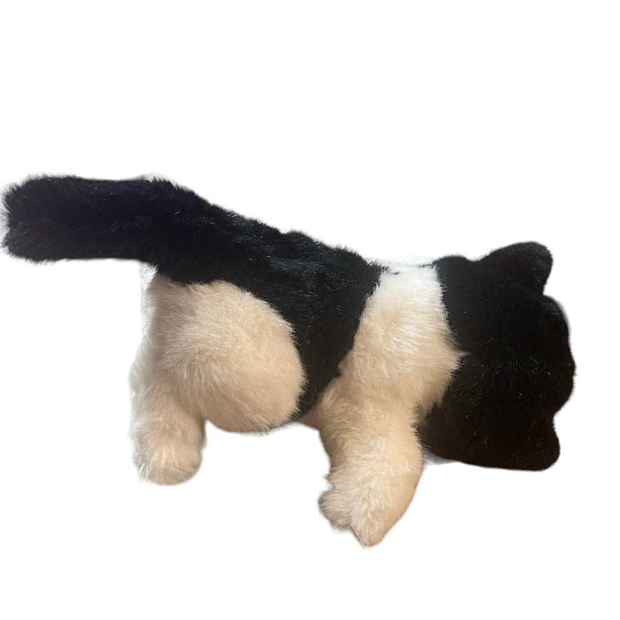 Classic Tuxedo Cat Black & White 9" Stuffed Animal Plush Kitten, Long Whiskers, Pink Nose!