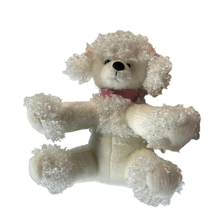 Classic French Poodle Plush with Pink Collar & Bows EUC Unbranded