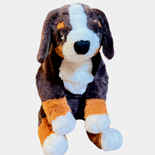 Ikea Hoppig Tri Coloured Bernese Mountain Dog 14” Stuffed Animal Toy Stiched Eyes in EUC
