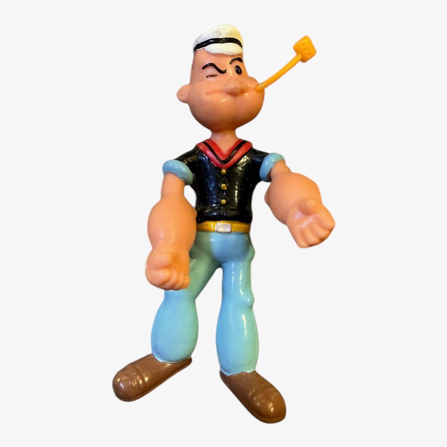 Vintage Winking Bendable Popeye 3" Vinyl Figure with Pipe in Excellent Preowned Condition