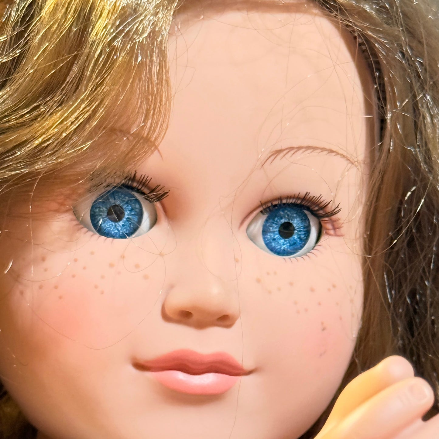 Beautiful Cititoy 18" Fashion Doll, Long Brown Curls, Blue Sleepy Eyes & A Dusting of Freckles