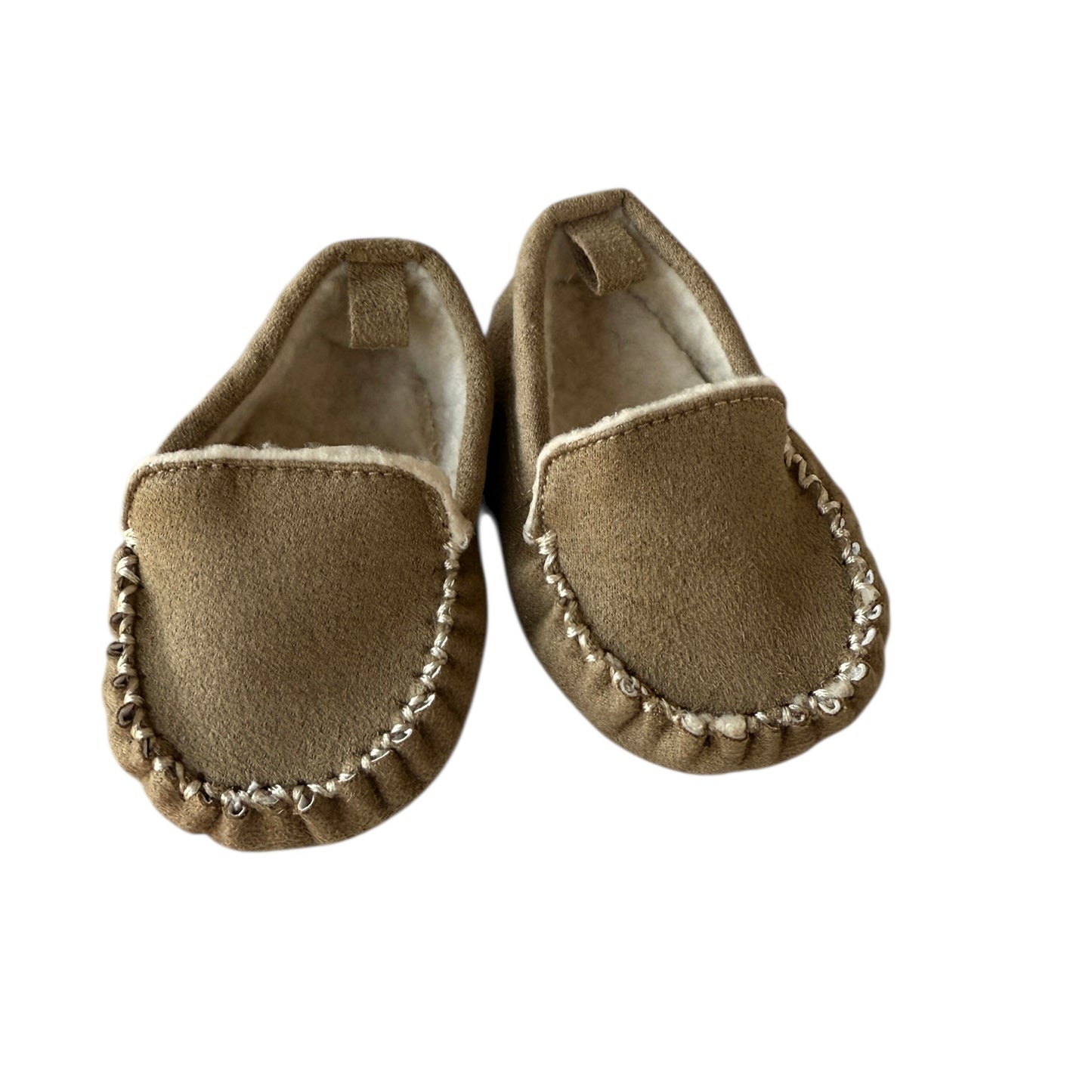 Rising Star Beige Moccasin Infant Slippers 3-6 Months in Excellent Preowned Condition