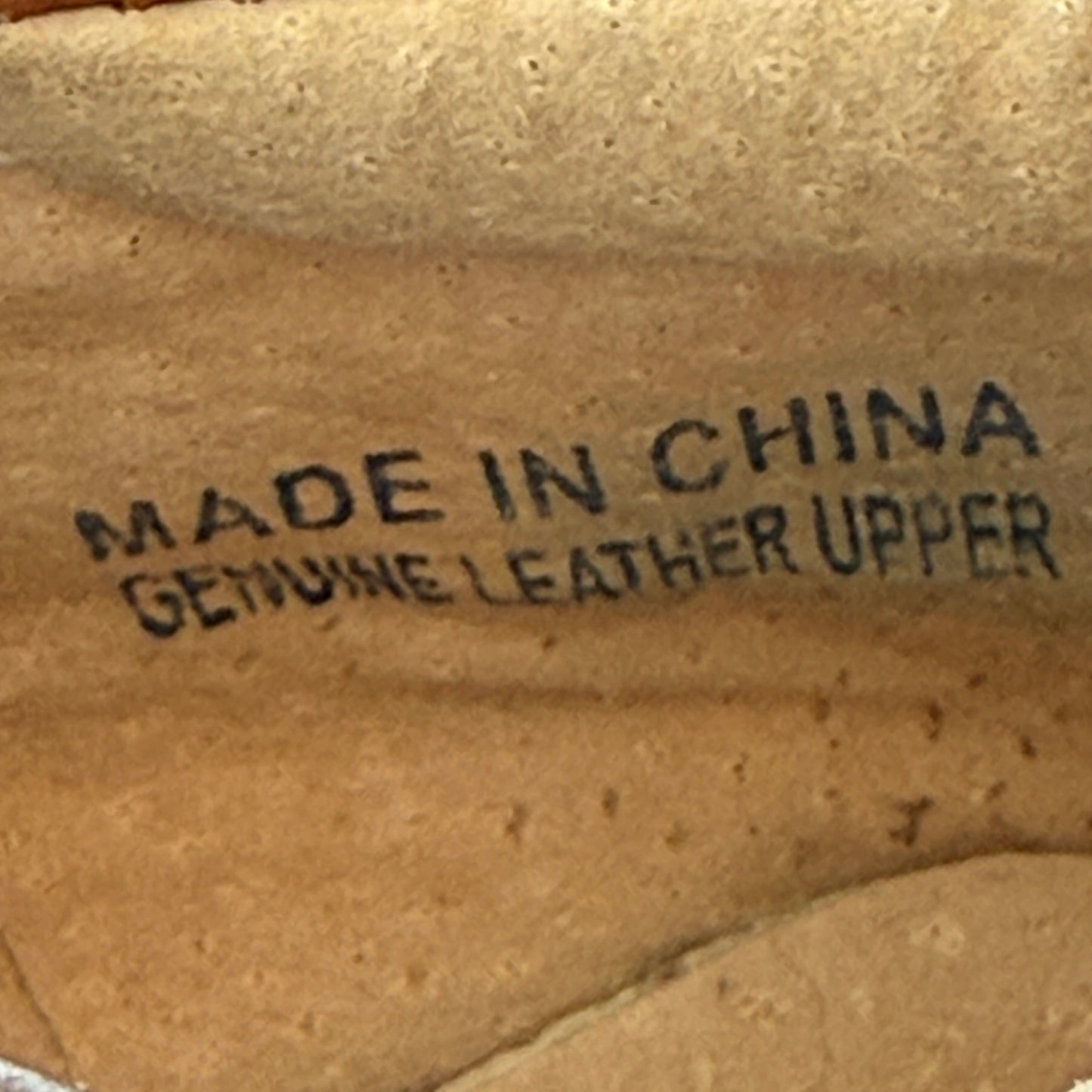 Leather Size 7 Shoes, Cognac & Chocolate Brown with Decorative Stitching Hook & Loop Closure