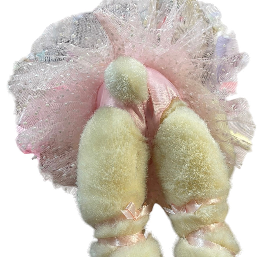 Vintage Cream Russ Berrie Ballerina Teddy Bear with Rosebud Lovey Security Blanket