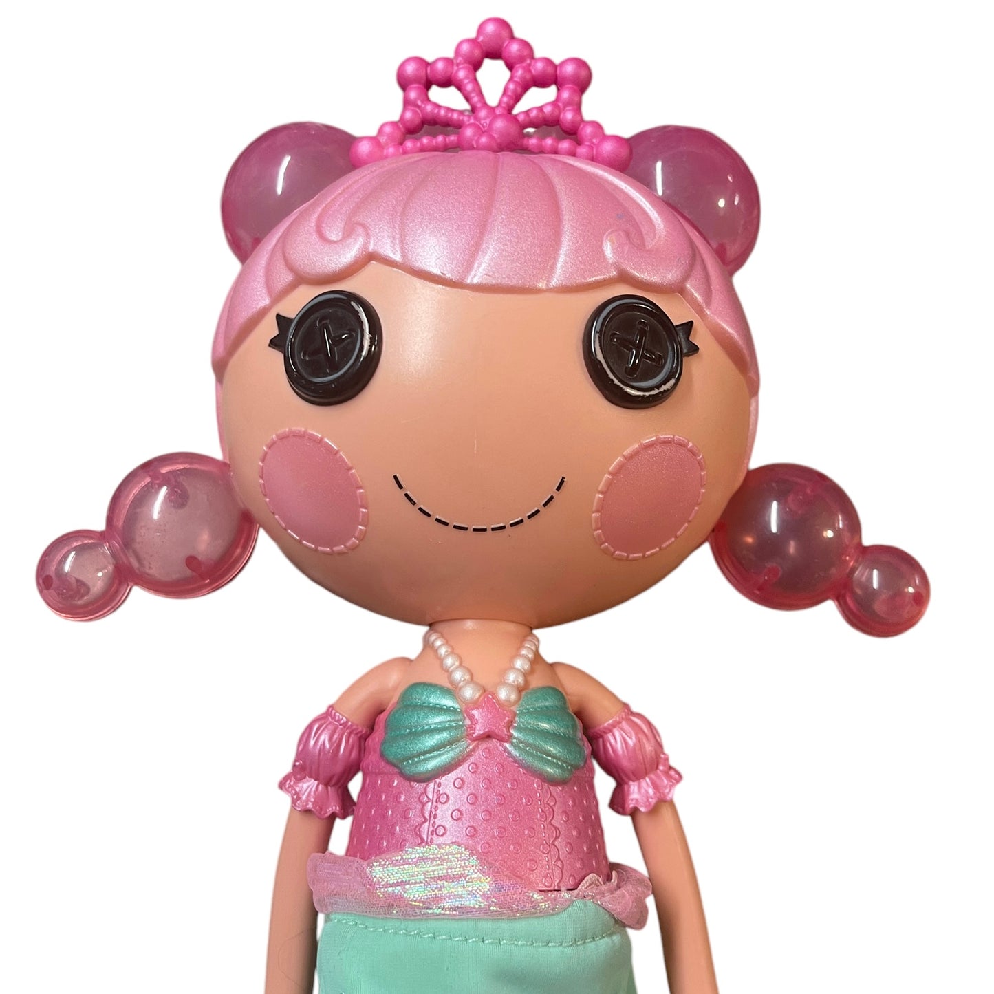 Lalaloopsy Bubbly Mermaid Pearly Seafoam Doll 14" Pink Bubble Hair & Tiara, Bath Time Fun!