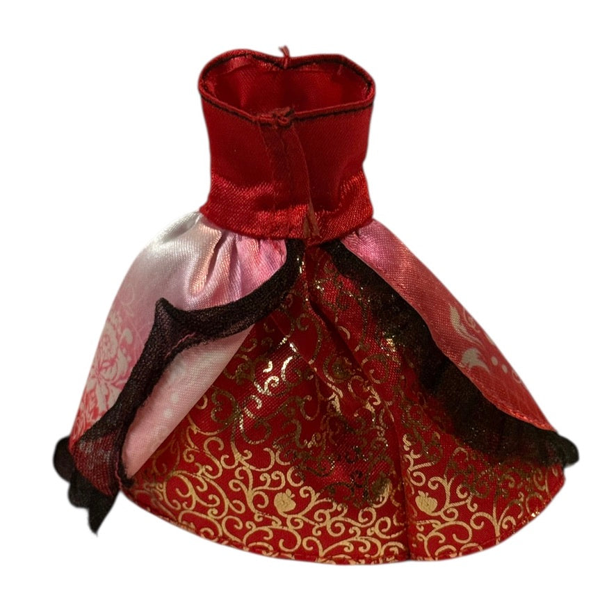 Ever After High Apple White 1st Chapter Red/Gold/White Patterned Dress Trimmed with Black Lace