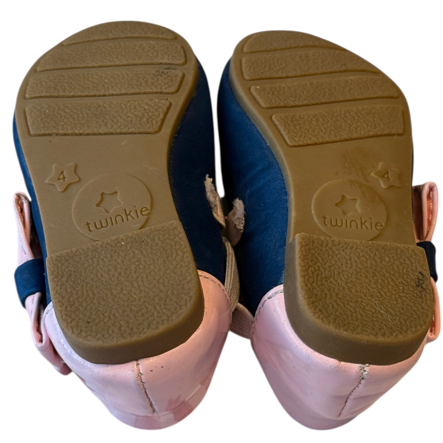 Twinkie Brand Navy & Pink Baby Shoes with Elasticised Opening Embellished with a Patent Bow