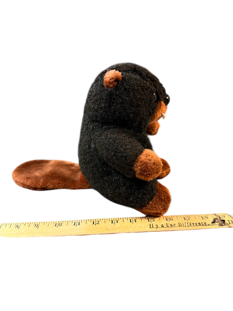 Vintage Plush Beaver Rare 8" Stuffed Animal Toy with Shiny Black Eyes, Flat Tail & Big Teeth!