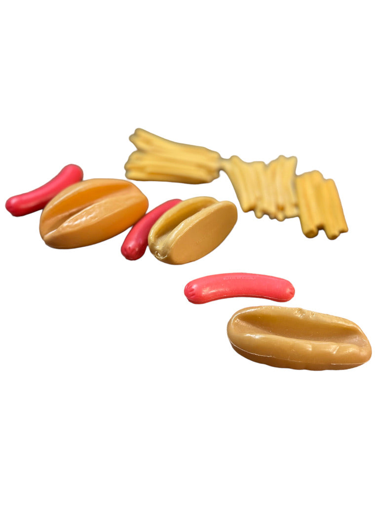 Hotdogs & Fries! Vintage Play Food Lunch, Complete with Mustard for a Perfect Picnic!