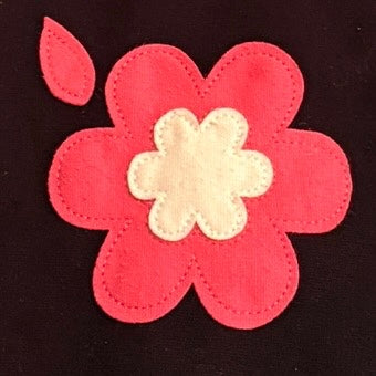 Black Long Sleeved Biscotti Children's Dress, Size 6, with Bright Pink and White Appliques