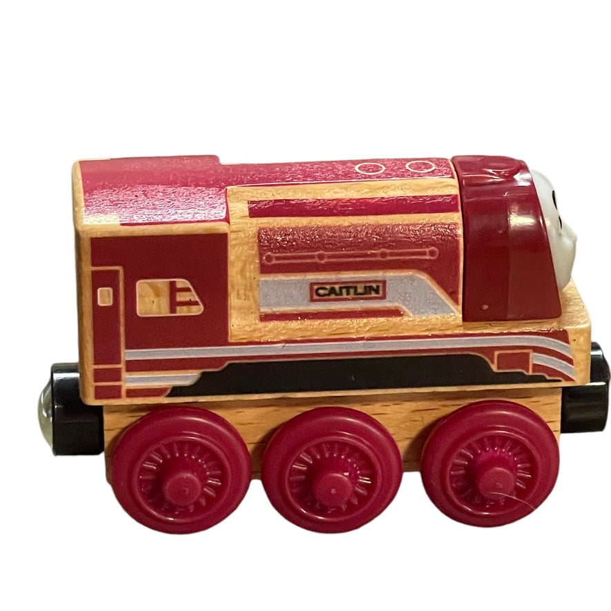 Thomas & Friends, Caitlin & Tender Real Wood Series FHM47 Lot of 2 Red & Gold EUC