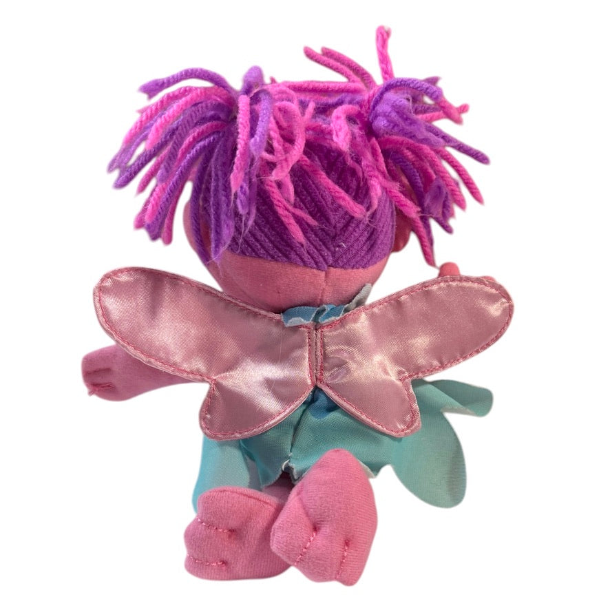 Sesame Street Abby Cadabby Plush 8" Fairy Doll,Pink Body, Wings & Aqua Dress, Pink/Purple Yarn Hair