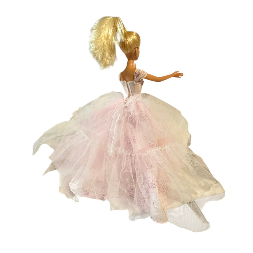 Barbie Birthday Wishes Doll 2016, Pink Satin Dress, Tulle Ruffle Overlay, Blond, Blue Eyes GUC