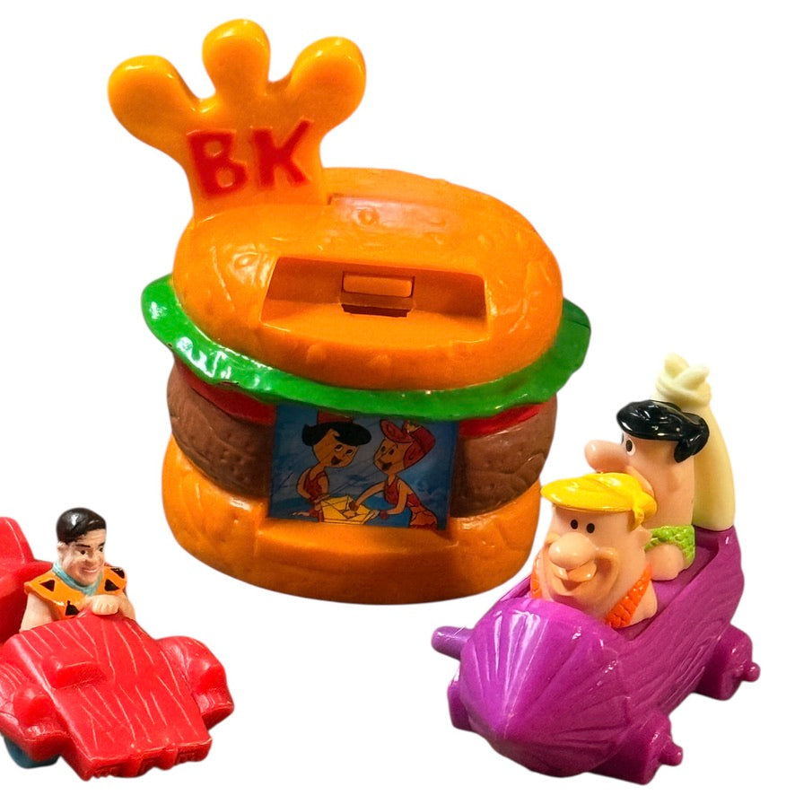 Flintstone Fast Food Memorabilia; Vintage Brontosaurus Burger Drive In & 2 Classic Cars
