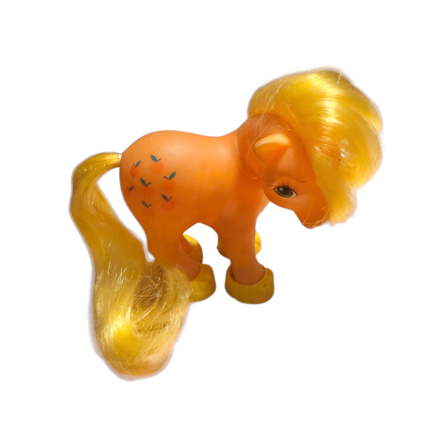 Hasbro 1983 'Applejack', Gen 1 Orange My Little Pony, Freckles, Yellow Hair & Sjhoes EUC