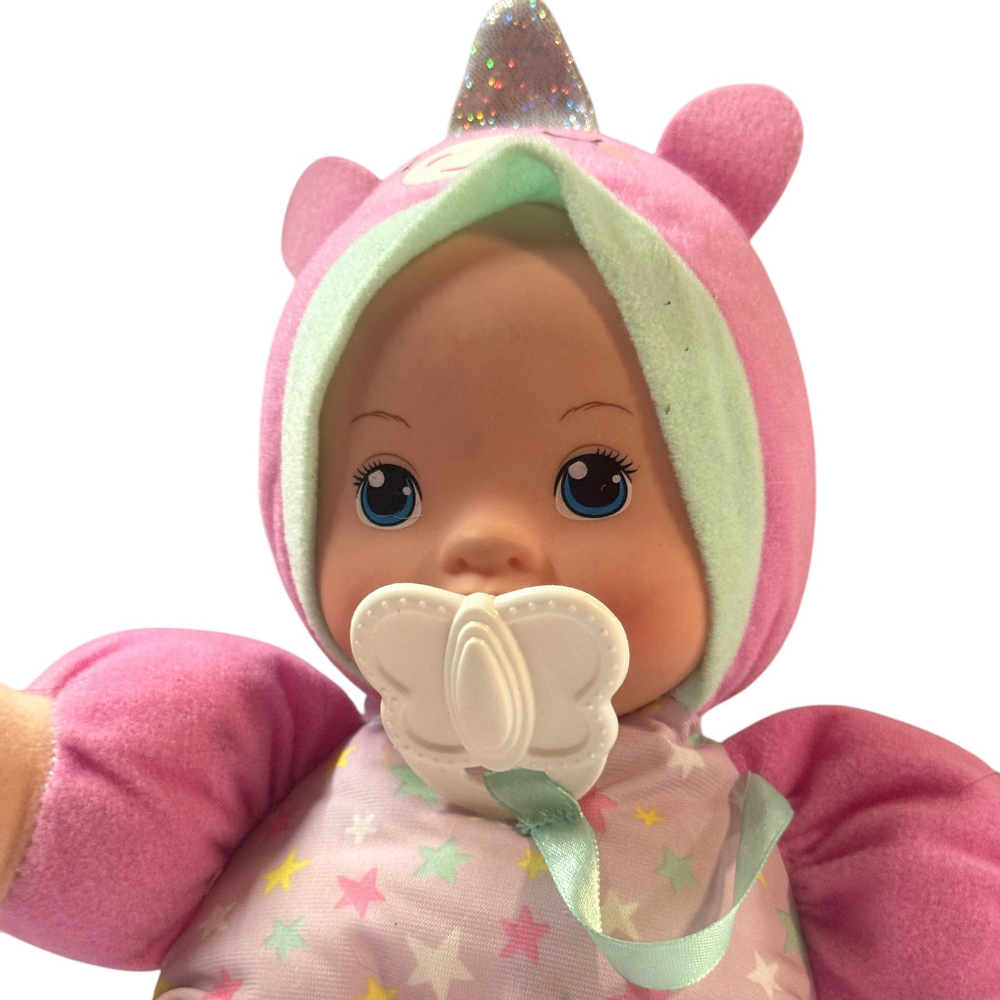 My Sweet Love, 10" Baby Doll with Unicorn Outfit and Plastic Pacifier