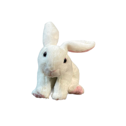 Sweet 6" Plush White Bunny Rabbit Plush with Pink Ears & Paws & Black Button Eyes.