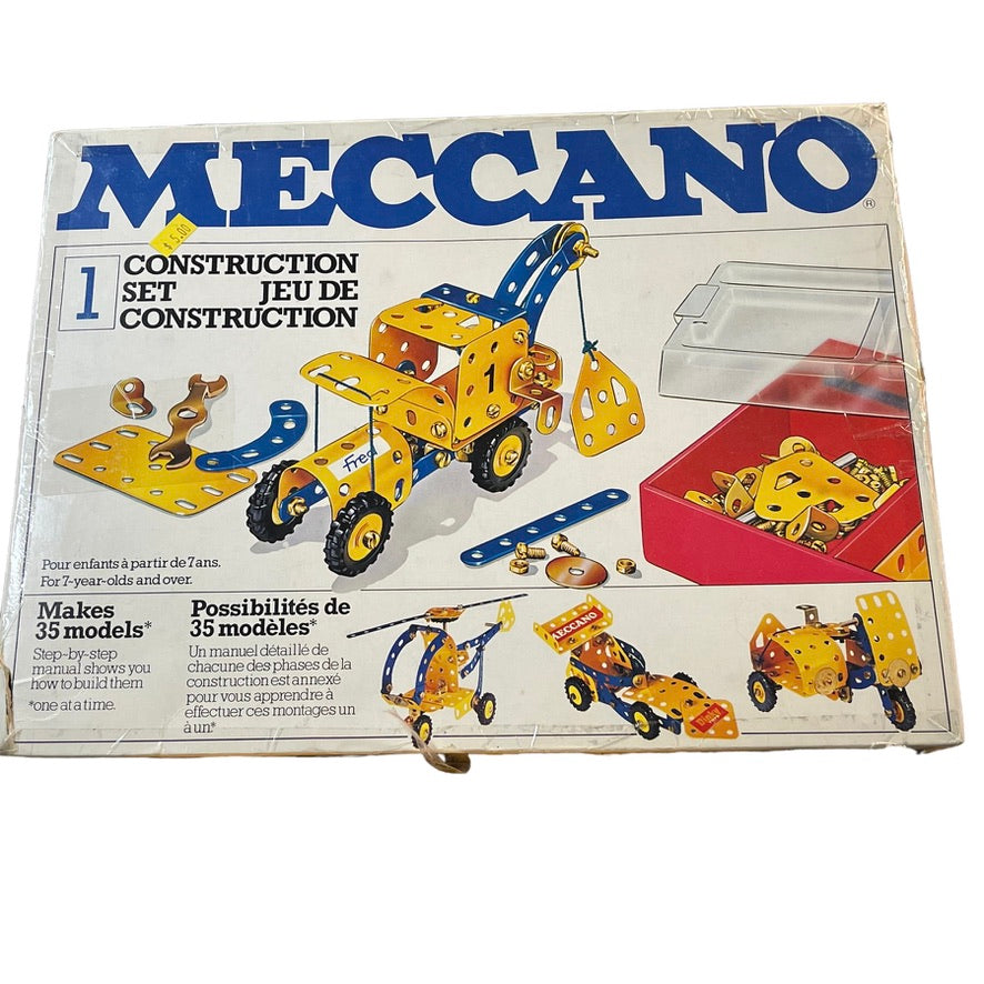 Vintage Meccano Building Set, 49 Pieces with Additional Bag of Hardware, Includes 2 Manuals