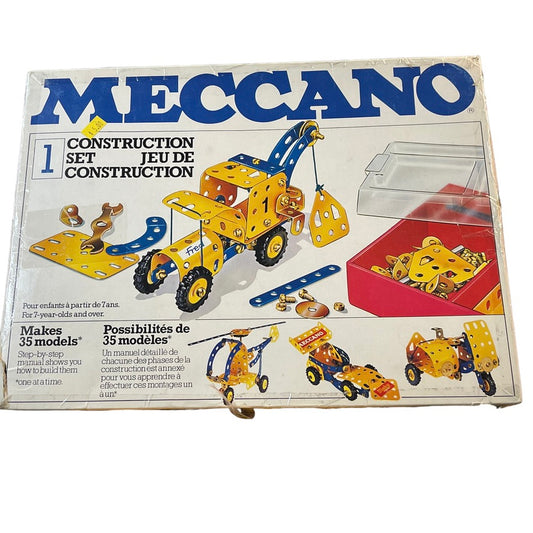 Vintage Meccano Building Set, 49 Pieces with Additional Bag of Hardware, Includes 2 Manuals