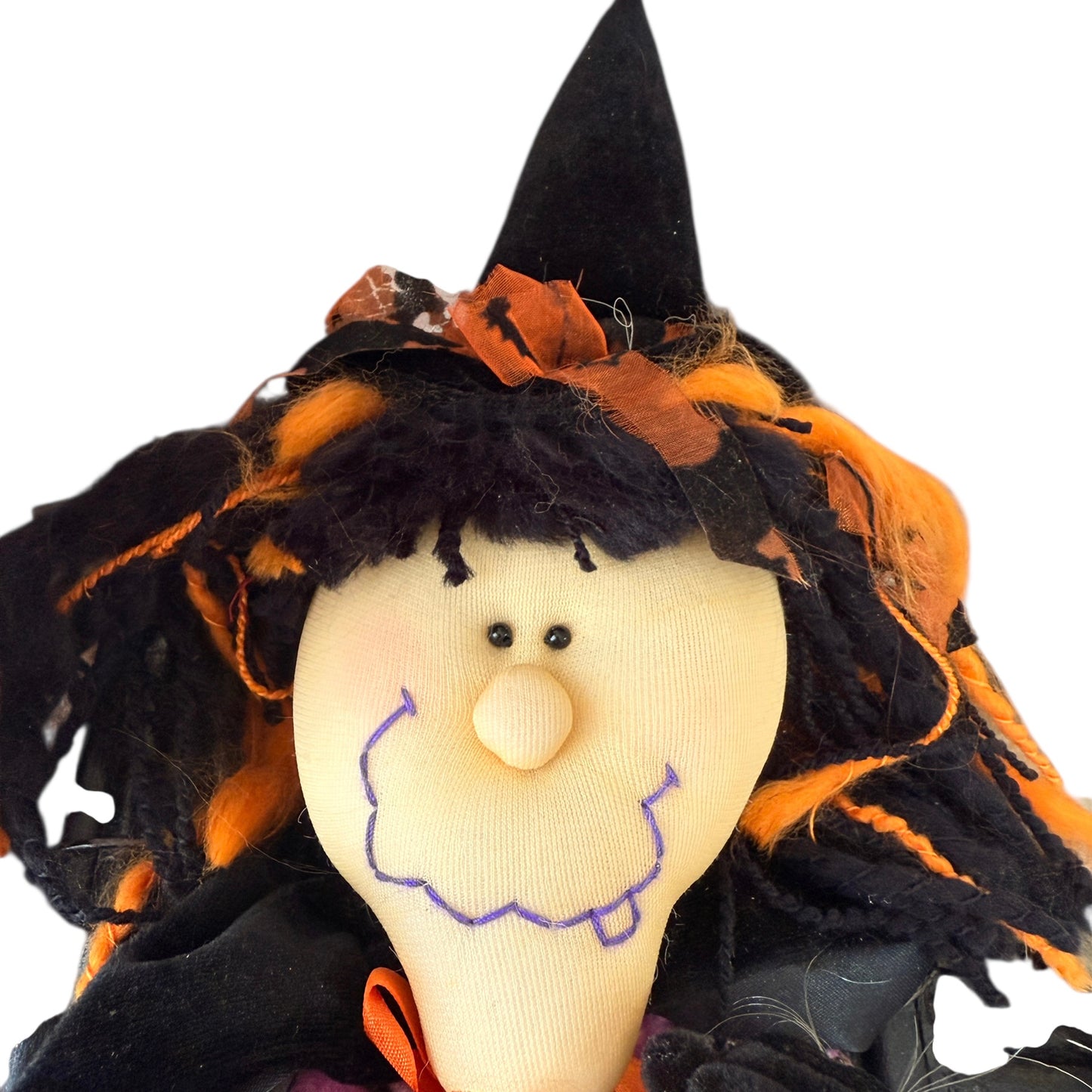 Halloween Door Hanger Wooden House with Hilarious Plush Witch & Dracula Tombstone in EUC
