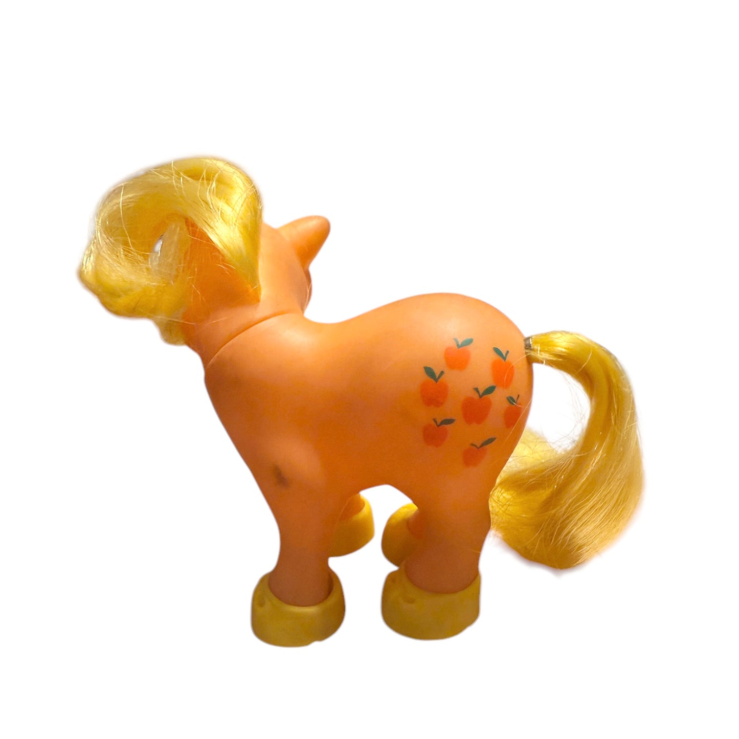 Hasbro 1983 'Applejack', Gen 1 Orange My Little Pony, Freckles, Yellow Hair & Sjhoes EUC