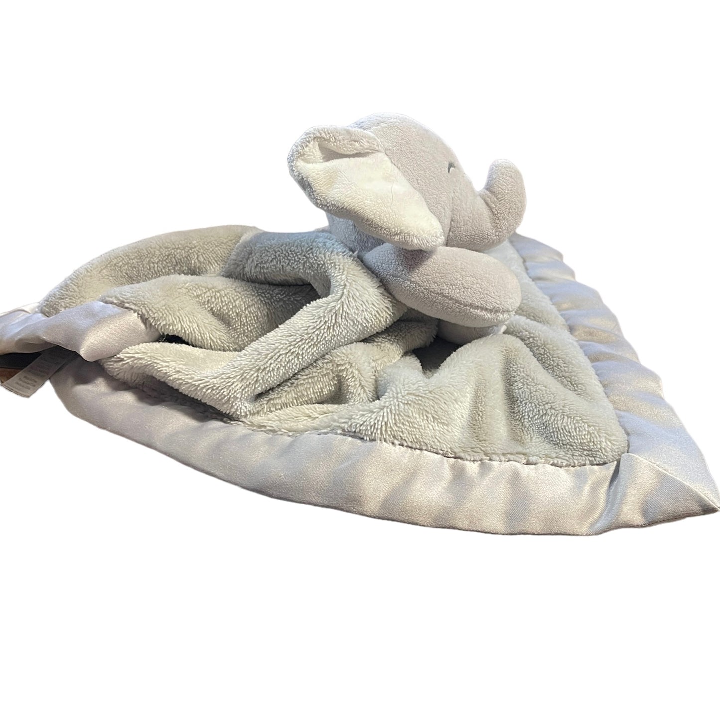 Carter's Grey Elephant Lovey Security Blanket , Minky with Satin Backing and Trim Preowned