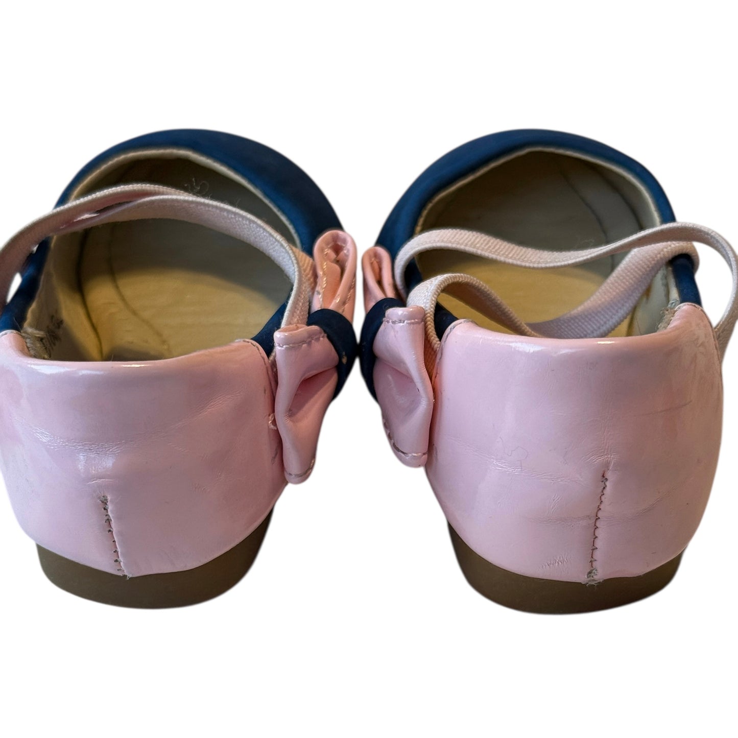 Twinkie Brand Navy & Pink Baby Shoes with Elasticised Opening Embellished with a Patent Bow