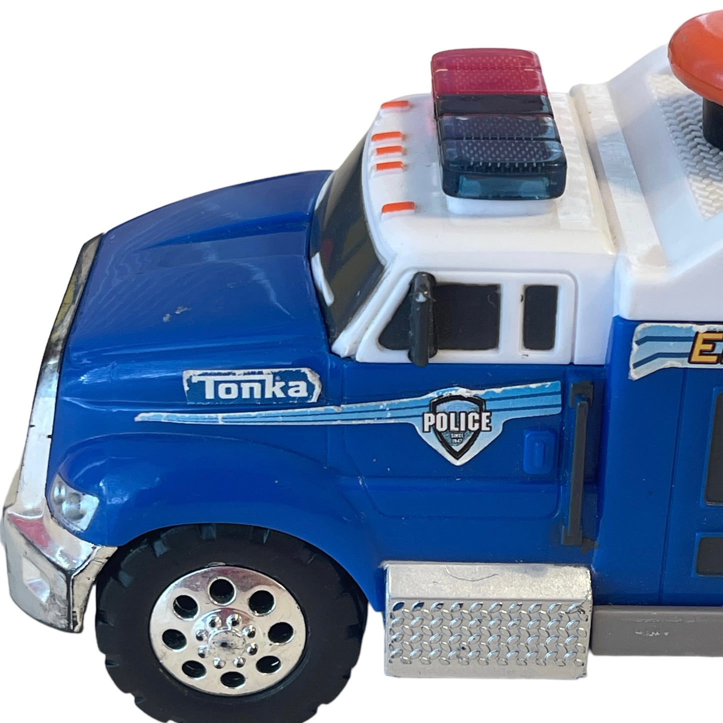 Tonka Emergency Services Unit 6.5" Dinghy on Roof & Lots of Bells & Whistles! GUC