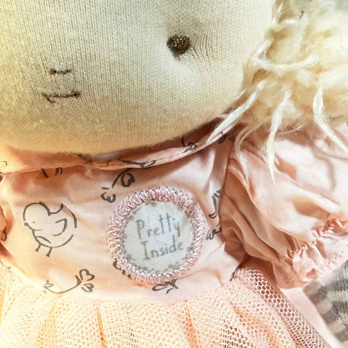 Bunnies by the Bay Elsie Doll 13" Plush in a Blush Tulle Dress, Striped Top & Leggings GUC