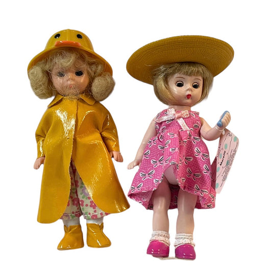 Madame Alexander Lot of 2 Beautiful Mini Dolls, Hop/Skip/Jump & Yellow Raincoat, So Sweet!