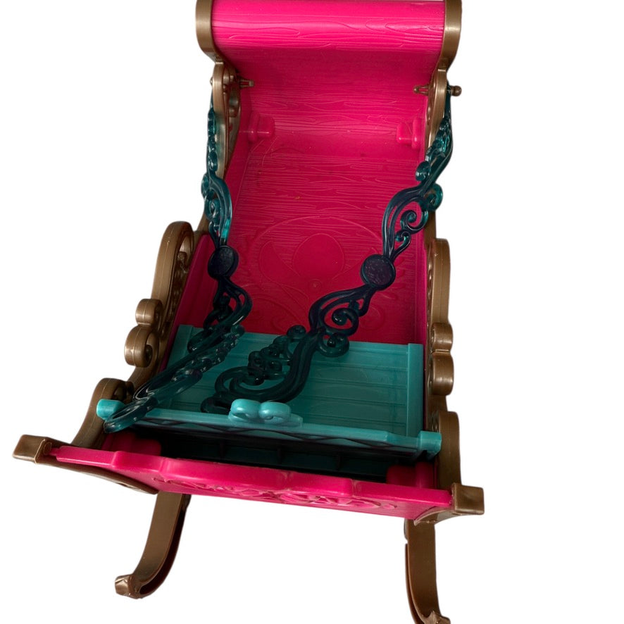 Royal Sled from Disneys Frozen, by Mattel, Fuchsia and Turquoise. Preowned with Reins, GUC