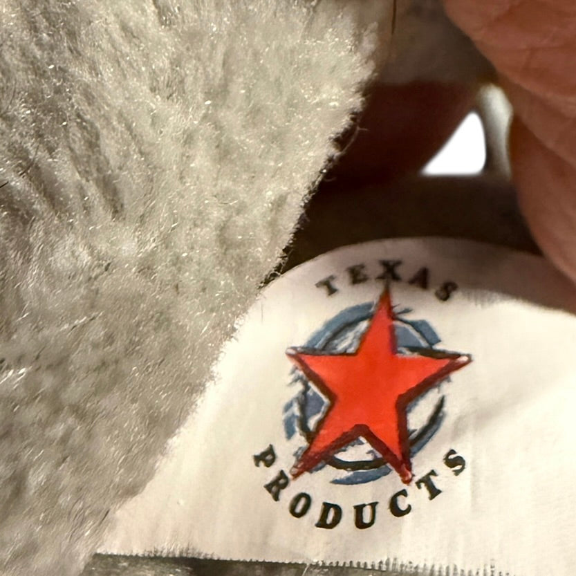 Texas Products Plush Grey Armadillo Stuffed Toy with a Texas Flag Bandana in EUC