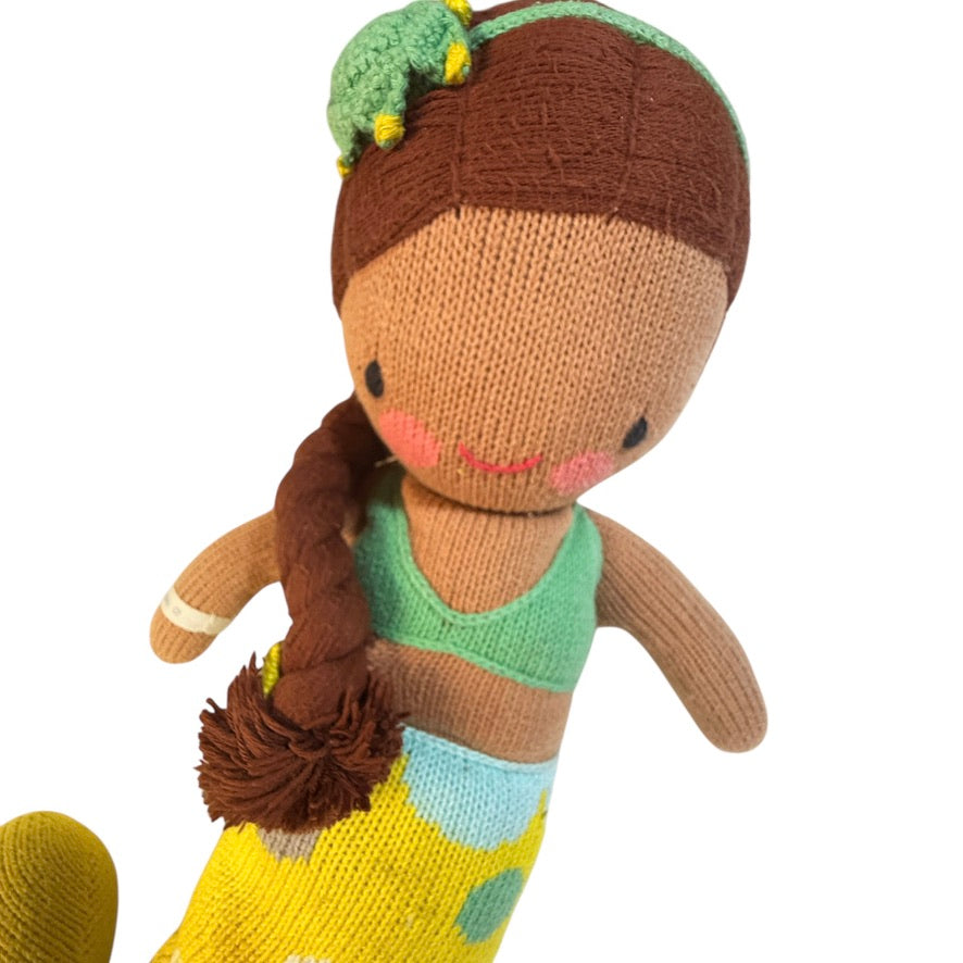 Cuddle & Kind  Preowned 24" Latino Mermaid, Polka Dots, Turtle Headband  Handmade in Peru