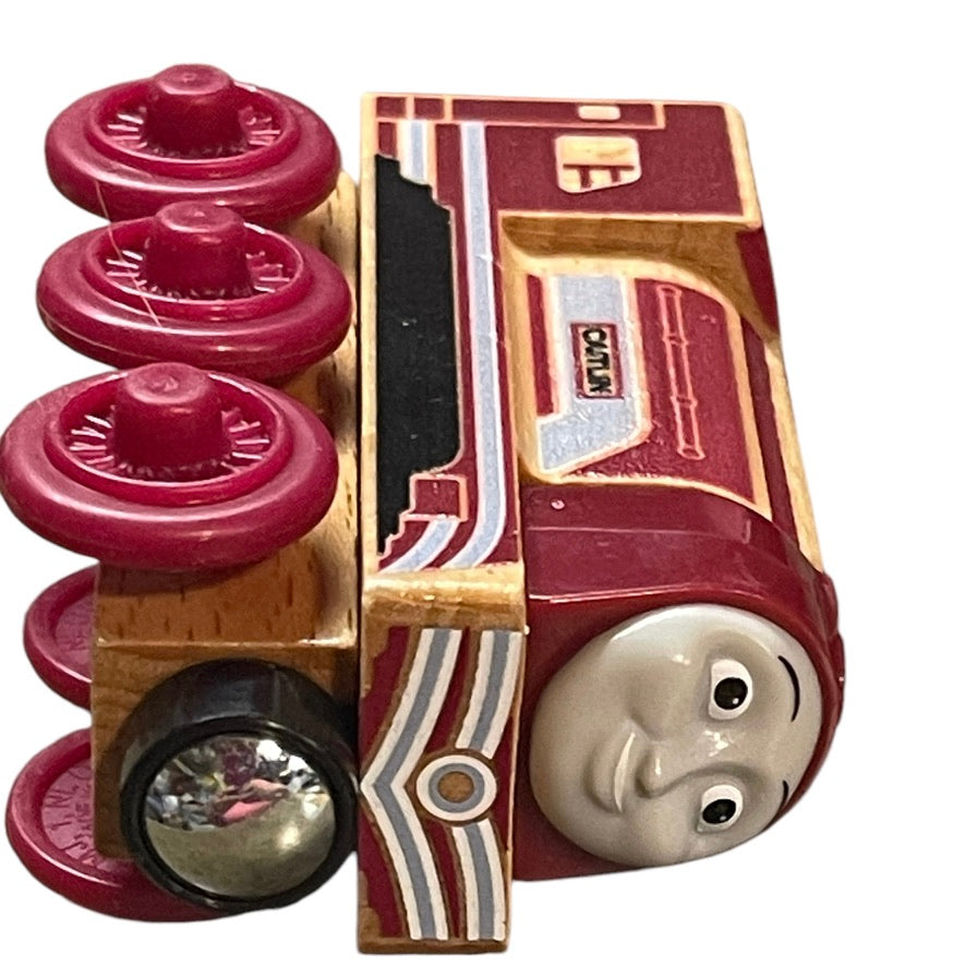 Thomas & Friends, Caitlin & Tender Real Wood Series FHM47 Lot of 2 Red & Gold EUC