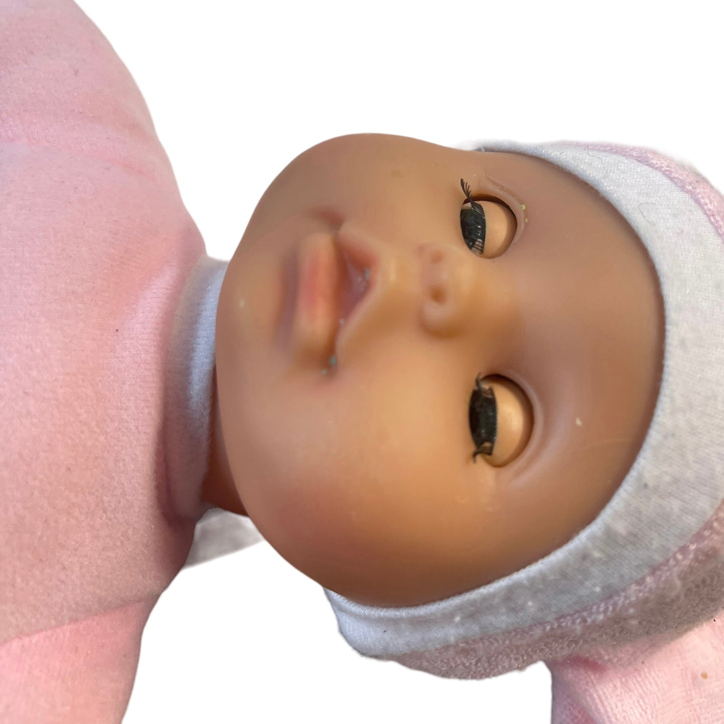 You & Me Stuffed Plush Baby Doll in Pink with Removable Cap, Weighted Bean Bottom! GUC