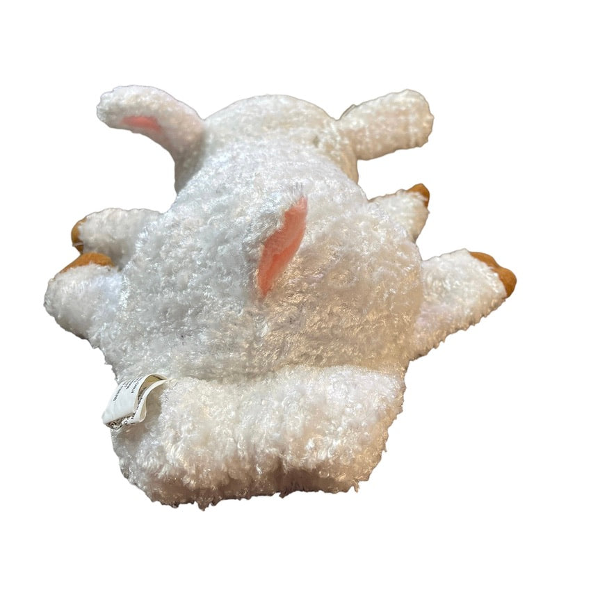 Plush Sheep Hand Puppet 10" White /Brown Hooves, Pink Face, GUC