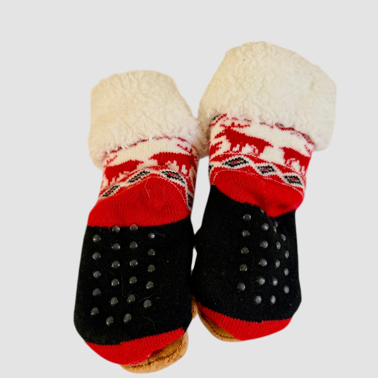 Messy Moose Polar Fleece Reindeer/Moose Toddler Gripper Socks, Very Cozy in GUC