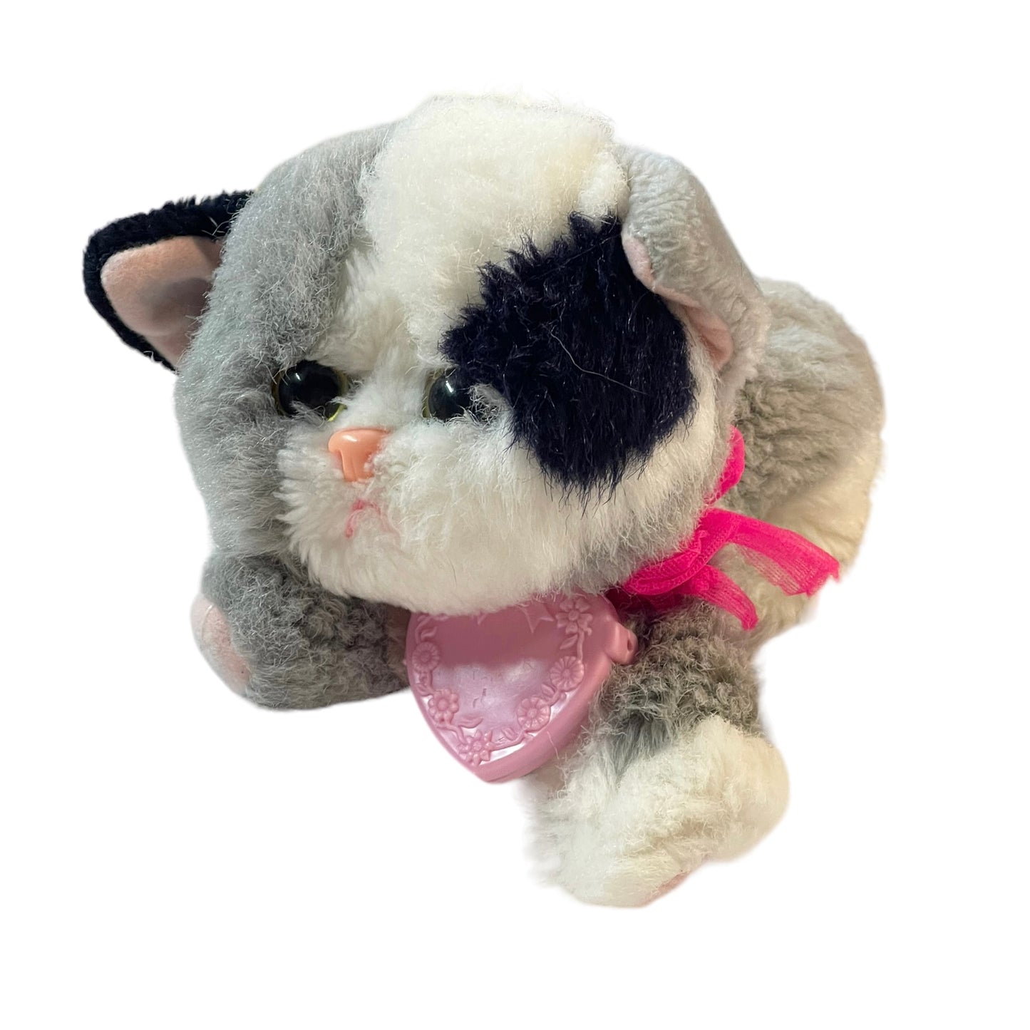 Tyco 1992 Rare & Adorable, Purring Kitty Kitty Kitten with Chiffon Bow and Pink Locket