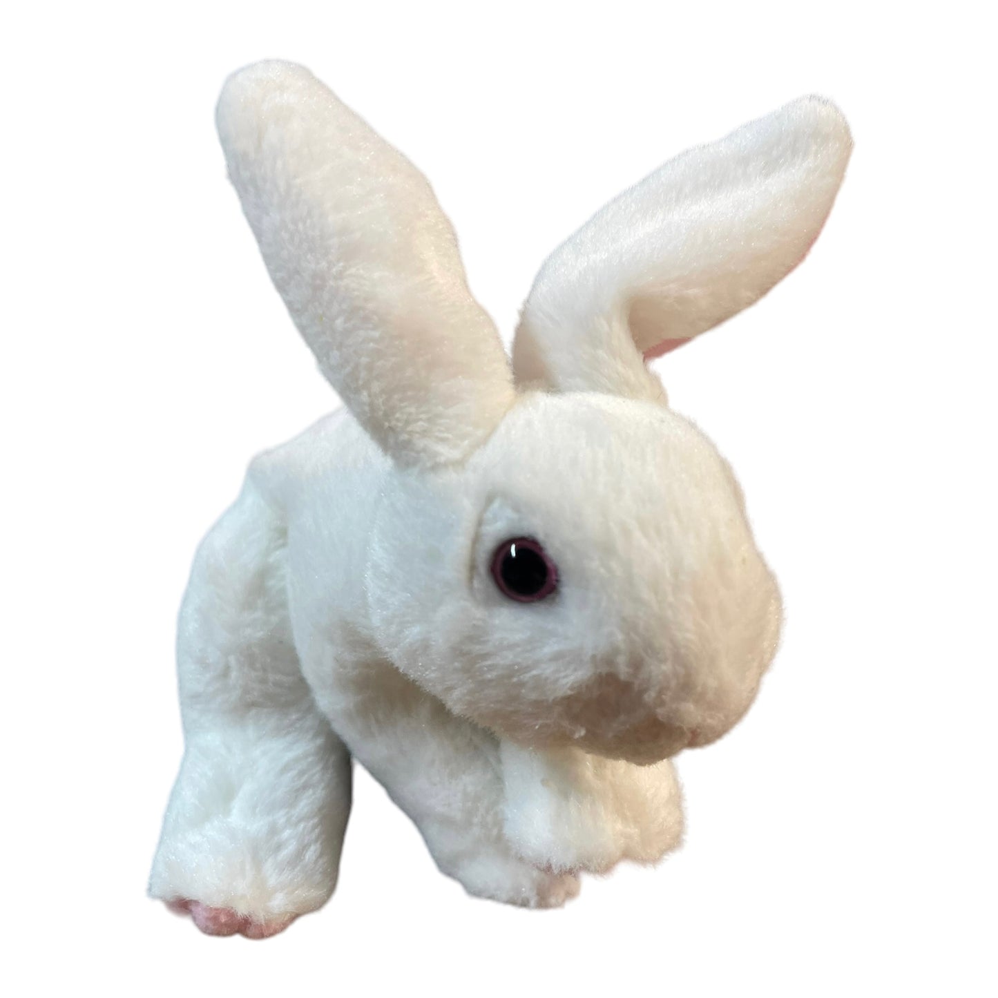 Sweet 6" Plush White Bunny Rabbit Plush with Pink Ears & Paws & Black Button Eyes.