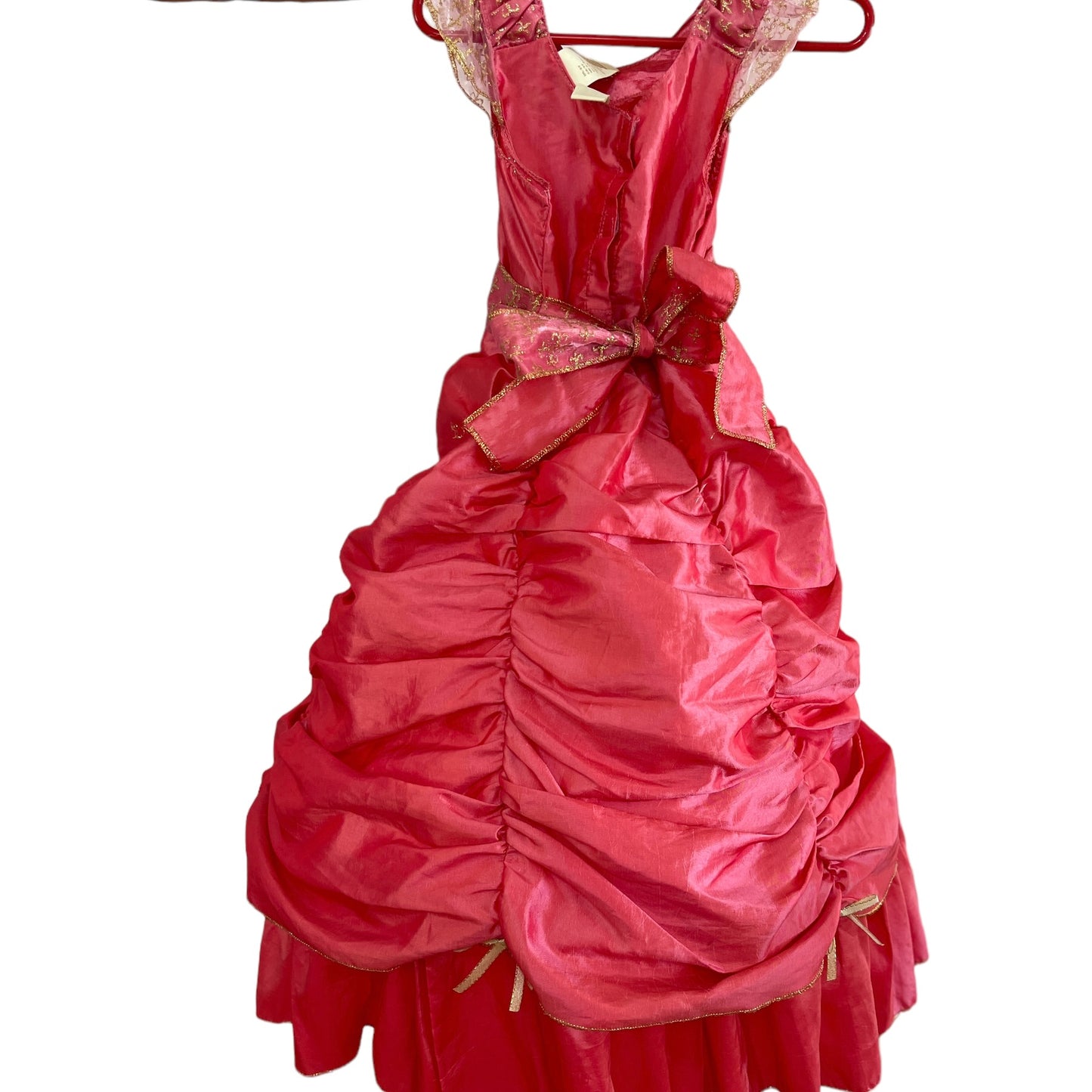 Red Princess Dress, size 2/3, Red with Sheer/Gold Overlay Flounces with Boning, Halloween Fancy Dress