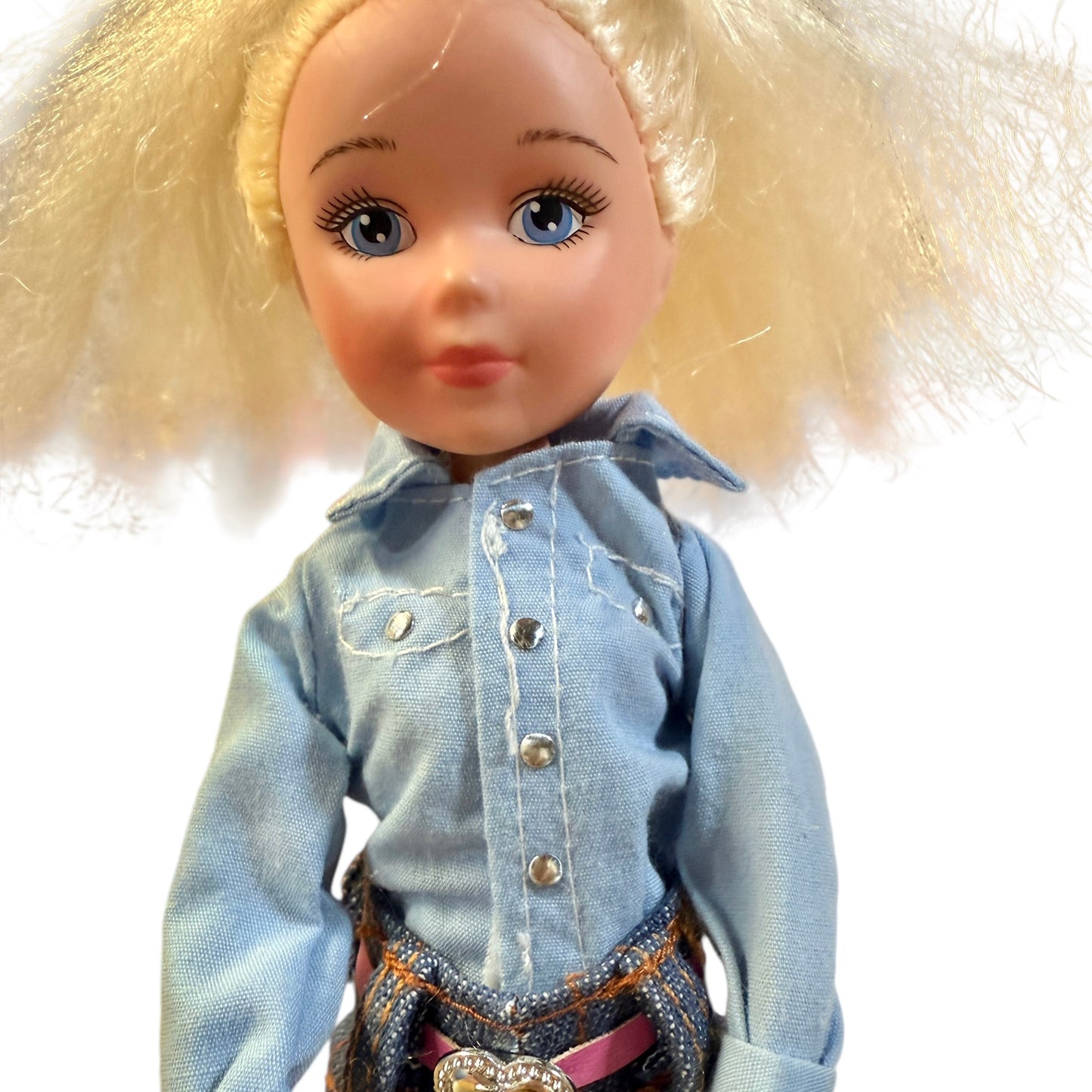 Paradise Kids 10" Blond Western Cowgirl Doll Denim Outfil, Cowboy Boots & Fancy Belt Buckle