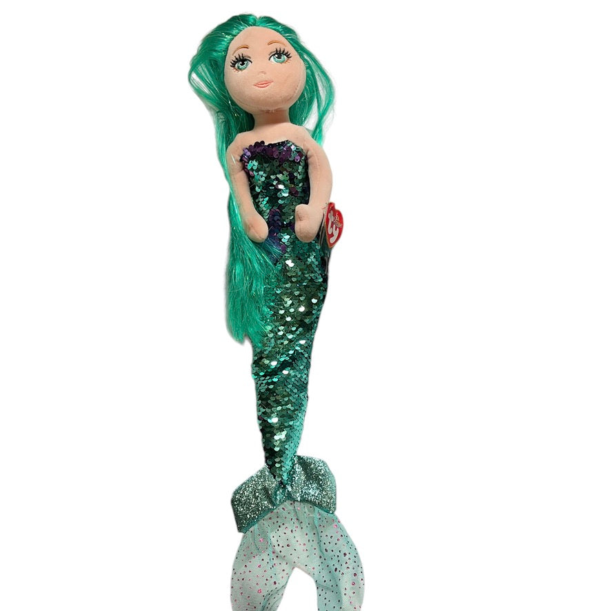 Azure Ty Mermaid Doll Iridescent Green & Purple Sequins, Long Green, Sparkly Hair  with Tag