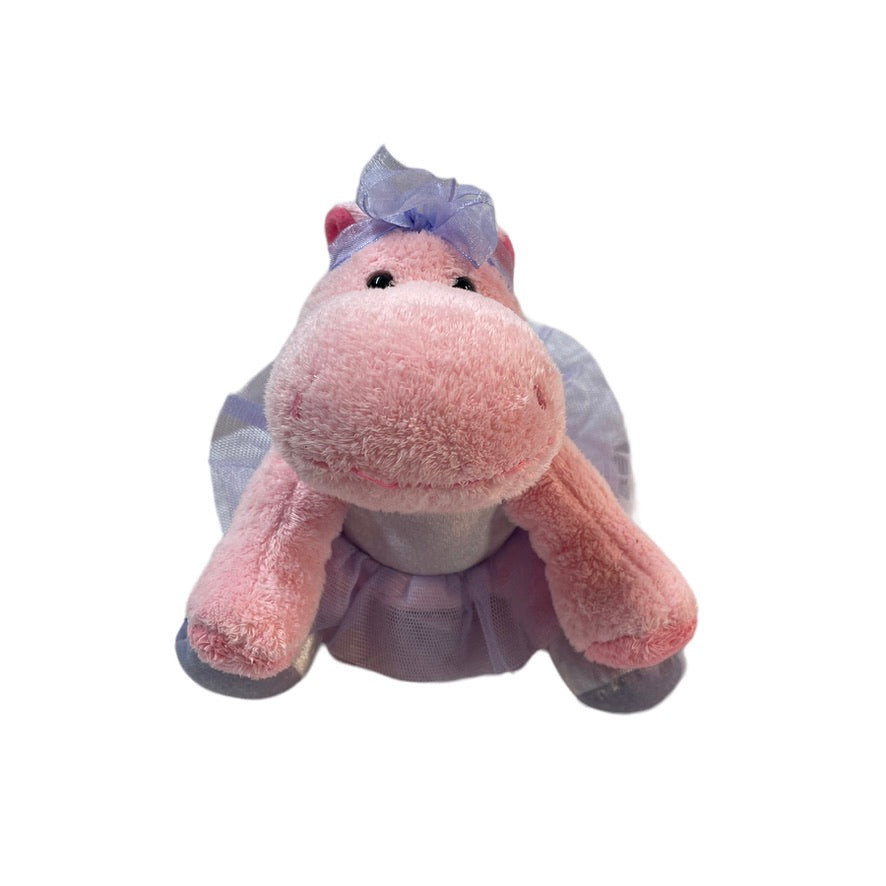 Russ 'Dancing Darly' Pink & Lavender 6" Stuffed Hippo in a Tulle Tutu, Hairbow & Satin Shoes