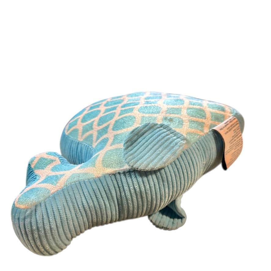 Costco Little Miracles Soft Turquoise & White Patterned Cotton & Corduroy Whale Pillow HTF