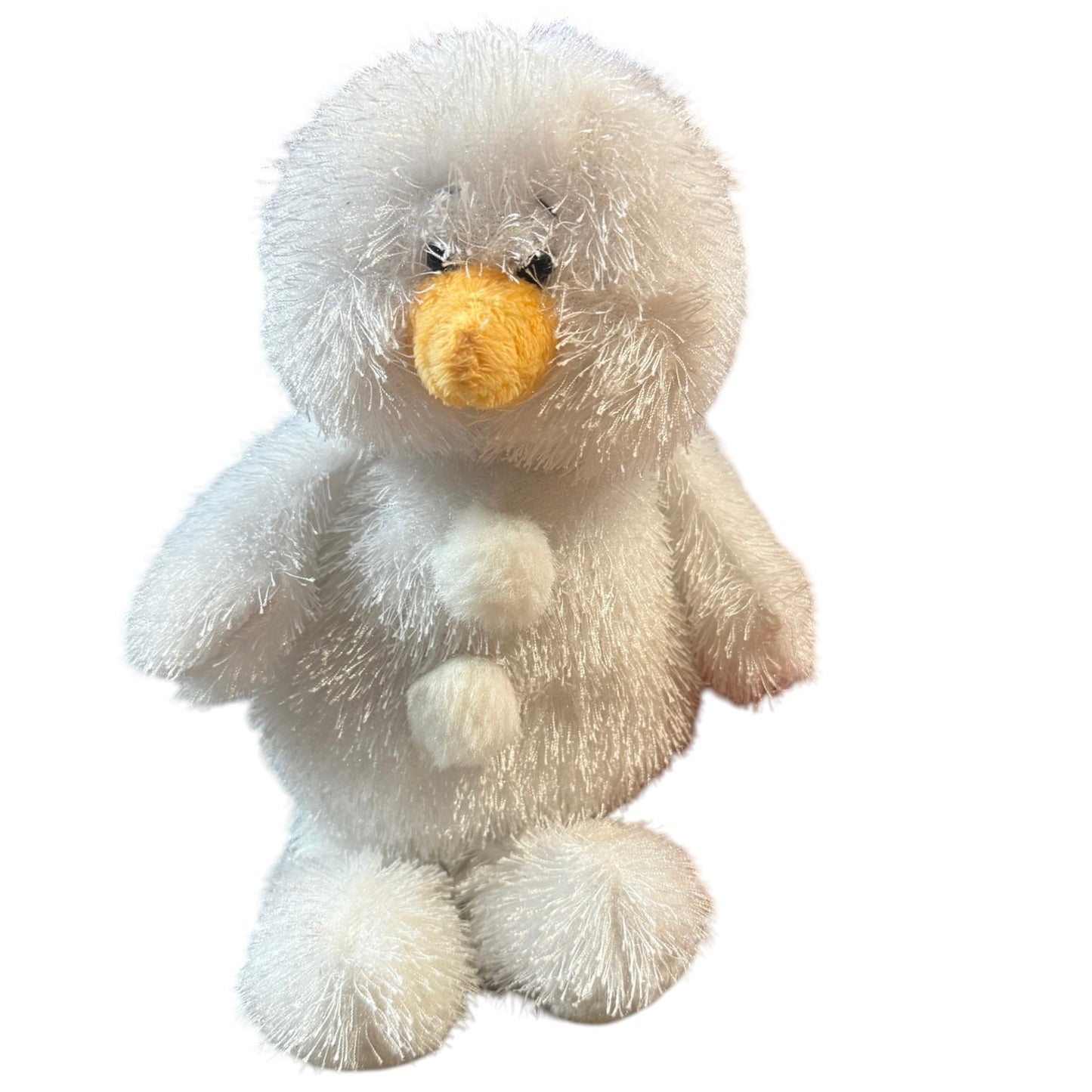Ganz Webkinz HM370, Fluffy Long Haired Bright White Segmented Snowman Yellow Nose NC