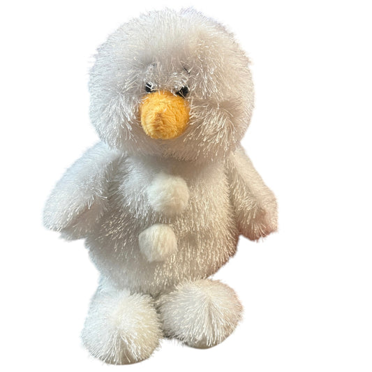 Ganz Webkinz HM370, Fluffy Long Haired Bright White Segmented Snowman Yellow Nose NC