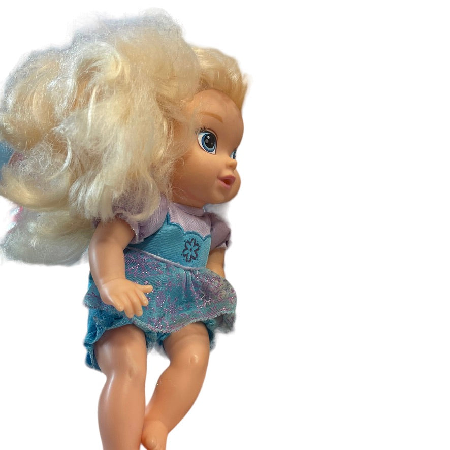 Disney 12" Baby Elsa Doll Painted Face, Original Dress Frozen GUC