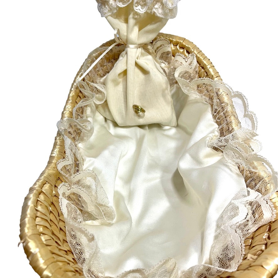 Vintage Eaton's Baby's First Christmas Music Box & Doll by Artist, April Katz, 1985