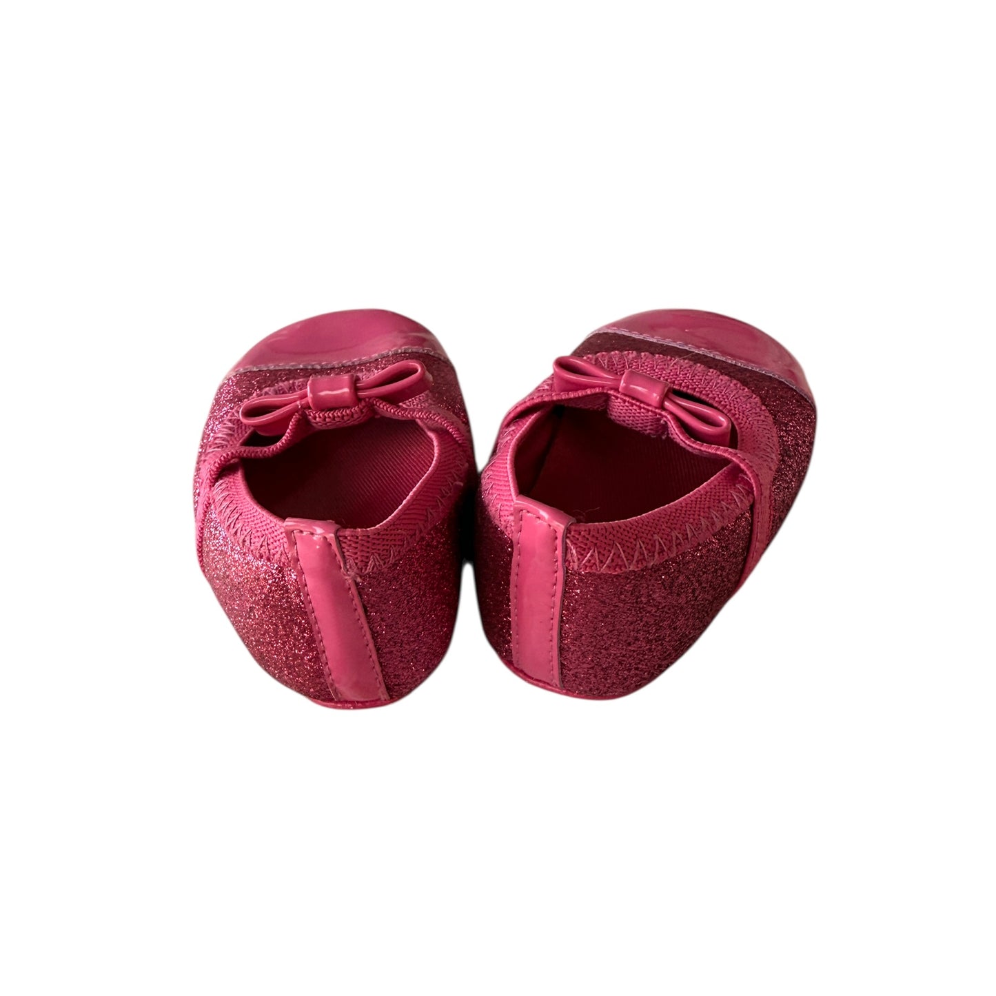 Children's Place Pink Sparkly Mary Jane Shoes, Pink Patent Bows & Toes, Size 3-6 m in VGUC