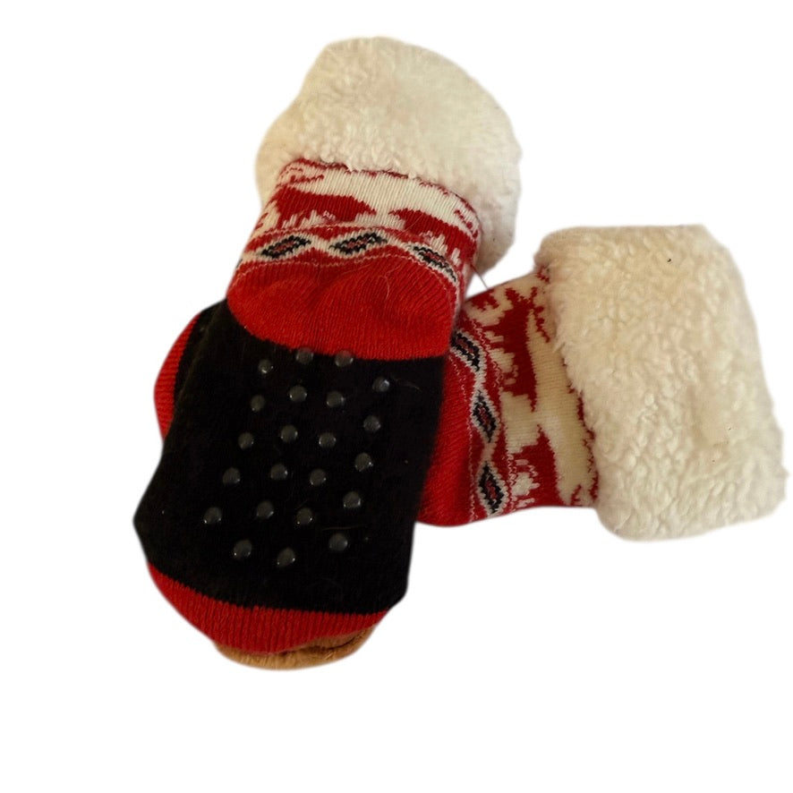 Messy Moose Polar Fleece Reindeer/Moose Toddler Gripper Socks, Very Cozy in GUC